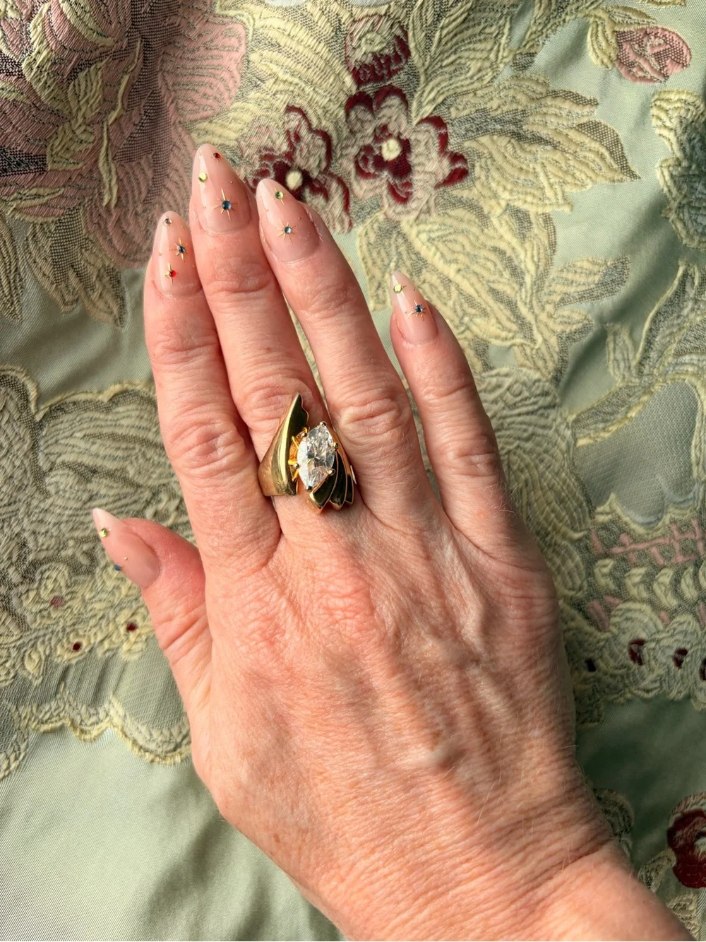Vintage 18k Gold Ring with Baguette Stone 💎 Size 6
